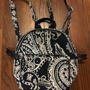 Vera Bradley Navy and White Paisley Backpack